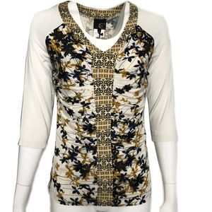 Roberto Cavalli Top Graphic Abstract Print NWT 42